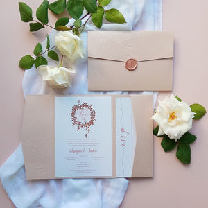 Einladung zur Hochzeit "glänzender Kranz"