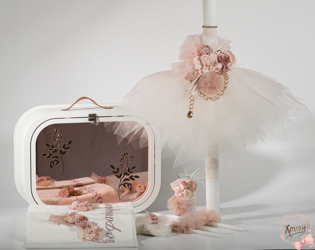 Taufset 2023 rosegoldene Blumen